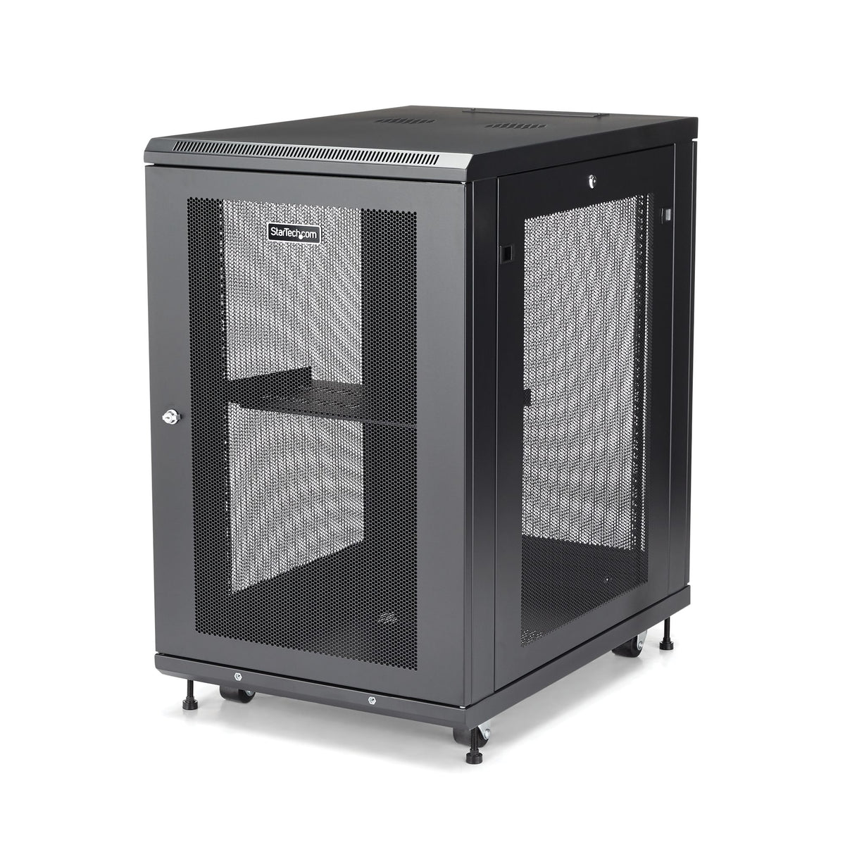 StarTech.com Armoire Rack Serveur 18U à 4 Montants, Armoire Verrouillable 19 po pour Ordinateur/AV/Équipement IT, Rack Réseau pour Bureau/Domicile avec Roulettes et Rails de Montage Ajustables